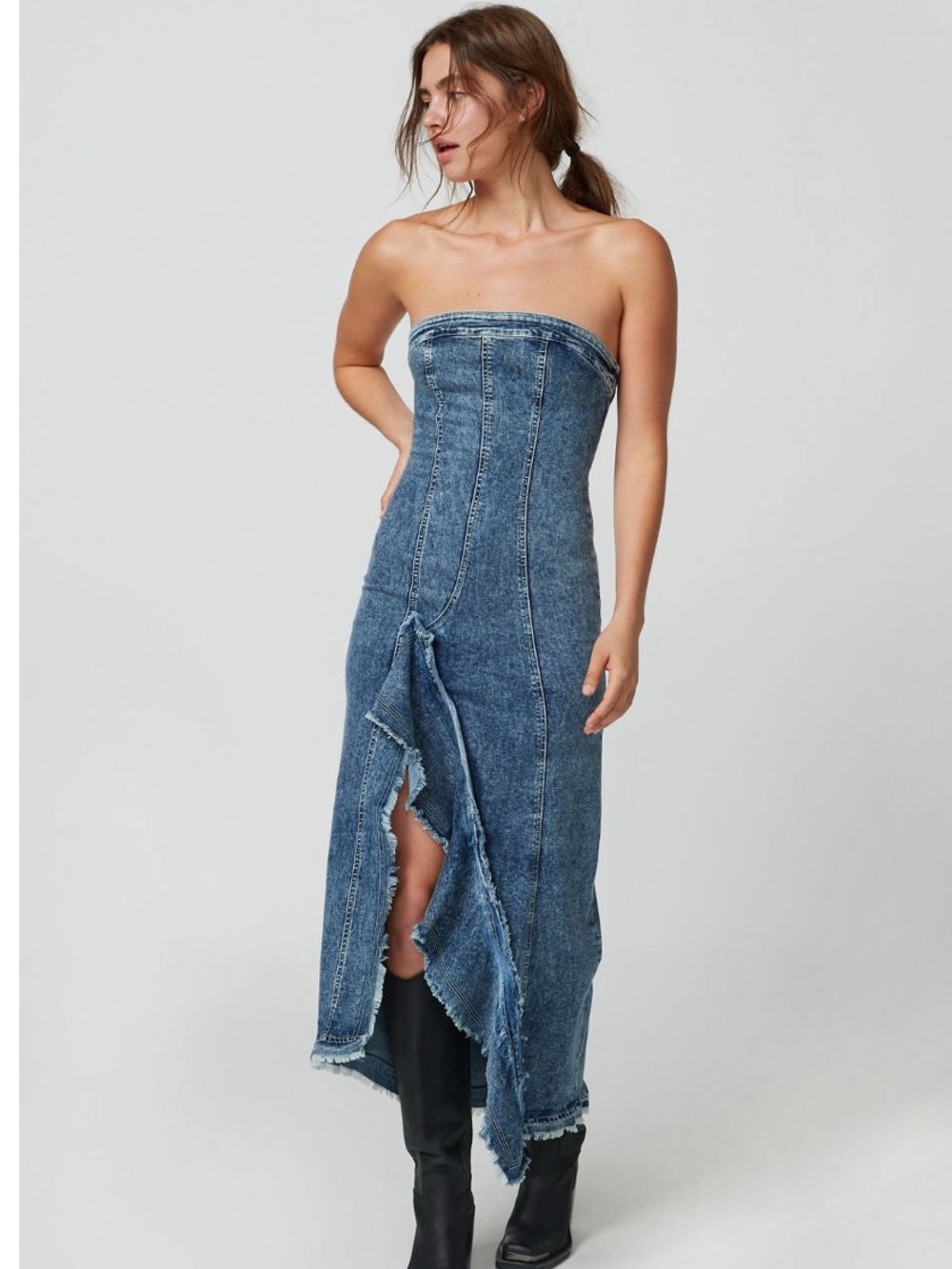 Urban outfitters Denim strapless maxi dress size L